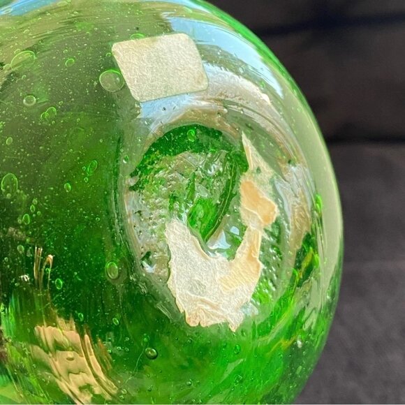 Handblown Artisan Glass Vase Blue and Green 7.25in - Picture 4 of 15